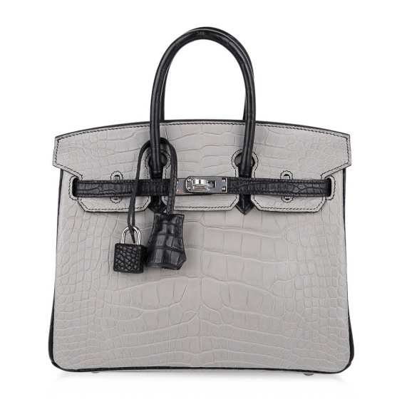 Birkin Bag Gris Matte Alligator Palladium Hardware