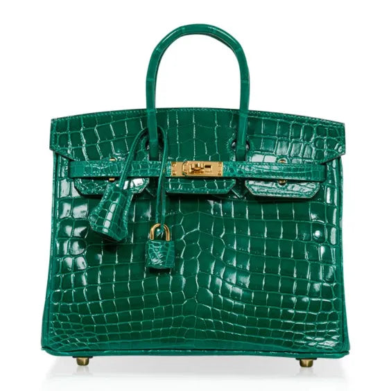 Birkin Bag Emerald Crocodile Gold Hardware