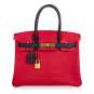 Birkin HSS 30 Bag Rouge Casaque and Black Chevre Brushed Gold Hardware