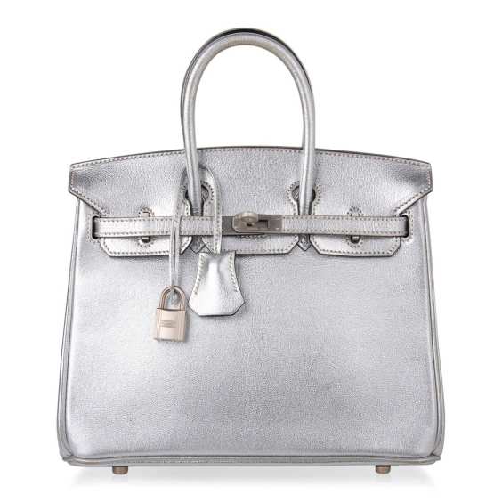 Birkin 25 Bag Metallic Silver with Brushed Palladium Hardware