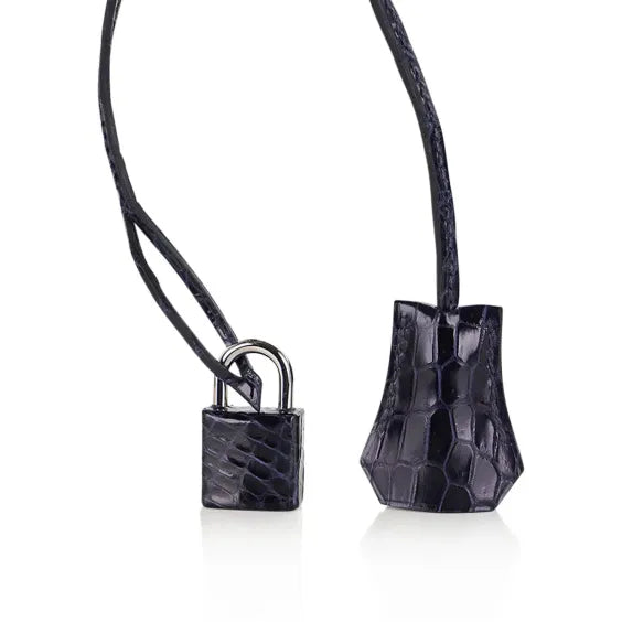 Birkin 35 Bag Blue Marine Porosus Crocodile with Palladium Hardware